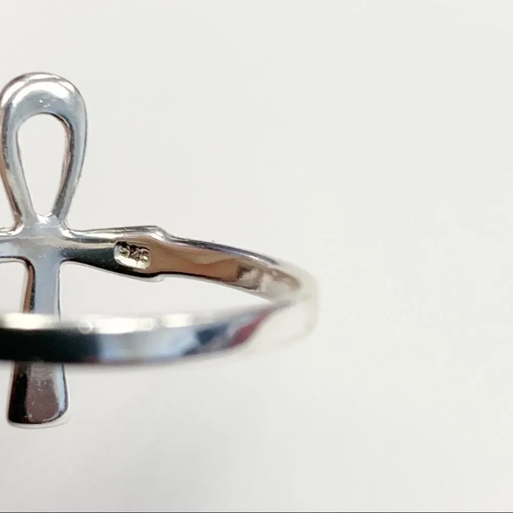 925 Sterling Silver Ankh Cross Ring - Picture 5 of 15